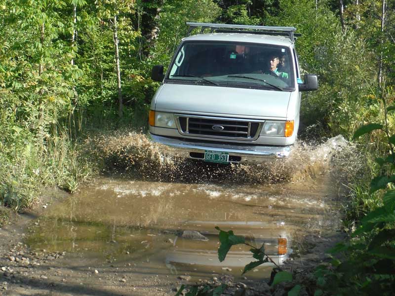 Our van is well-equipped to handle the most rugged back country Vermont conditions. Watch as she plows through Vermont mud season like it's nothin'!